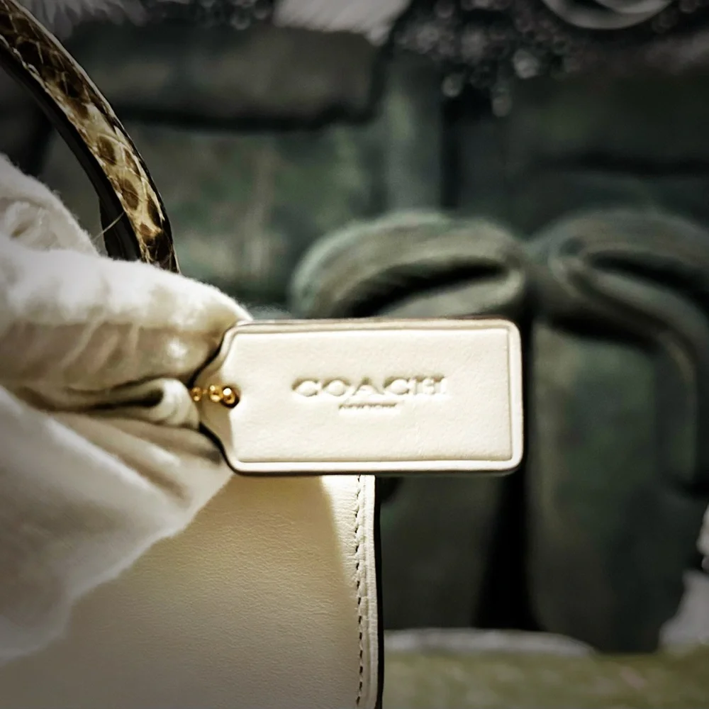 Coach Brown and White Satchel with Leopard Accents - Picture 3 of 16